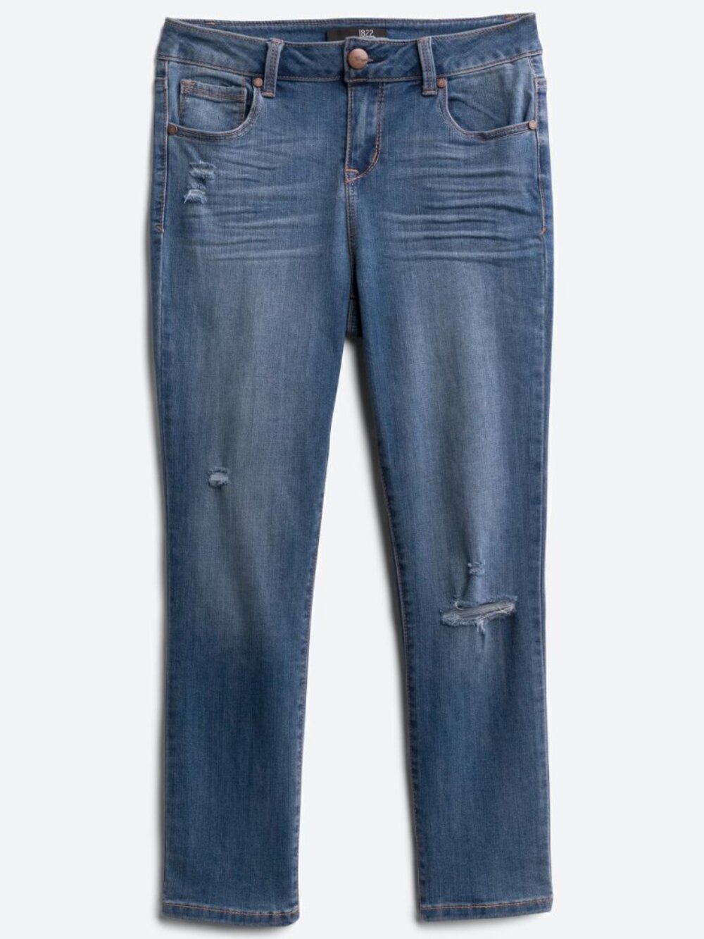 1822 Denim Blue Ankle Cropped Jeans with Classic Style